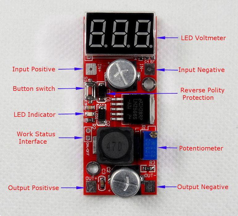 DC-DC Regolabile Modulo di Alimentazione, LM2596 Voltaggio Regolatore Modulo, with the Voltmetro display DC-DC Regolabile Modulo di Alimentazione, LM2596 Voltaggio Regolatore Modulo, with the Voltmetro display