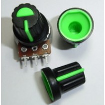 5 Pezzi BLACK PLASTIC KNOB WITH GREEN POINTER