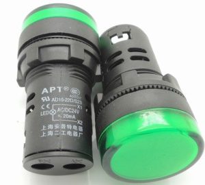 Green 16MM Highlighting the LEDindicator light AD16opening 16 mm - 24 VOLT DC