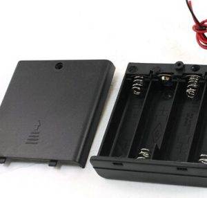 4AA 4 x 1.5V AA contenitore batterie Holder Leads Black With ON/OFF Pulsante