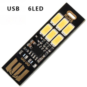 Lampada da campeggio a 6 LED a 6 LED con interruttore mobile di potenza USB Mini Switch