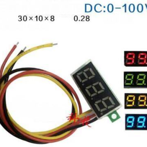 Mini Voltmetro DC digitalea 3 fili verde 0.28 Regolabile DC 0-100V