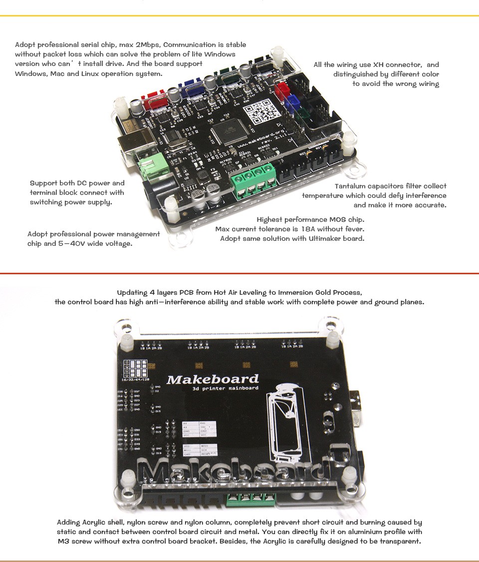 Controller stampante 3D Micromake Scheda pannello di controllo principale Rampa compatibile 1.4 Supporto Pezzi riscaldati Pezzi - immagine 3