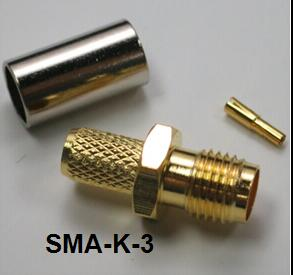 2 Pezzi Connettori Adattatori RP - SMA Femmina a Crimpare 3MM cavo Coassiale