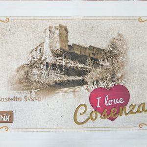 Tovaglietta Souvenir Cosenza su Tessuto Tela Antica MIS. 48x33