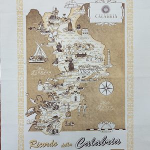 Tovaglietta Souvenir Calabria su Tessuto Tela Antica MIS. 65x48