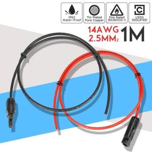 2.5 millimetri 14 AWG 1 Metro pannello solare cavo prolunga in rame filo nero e rosso con connettore