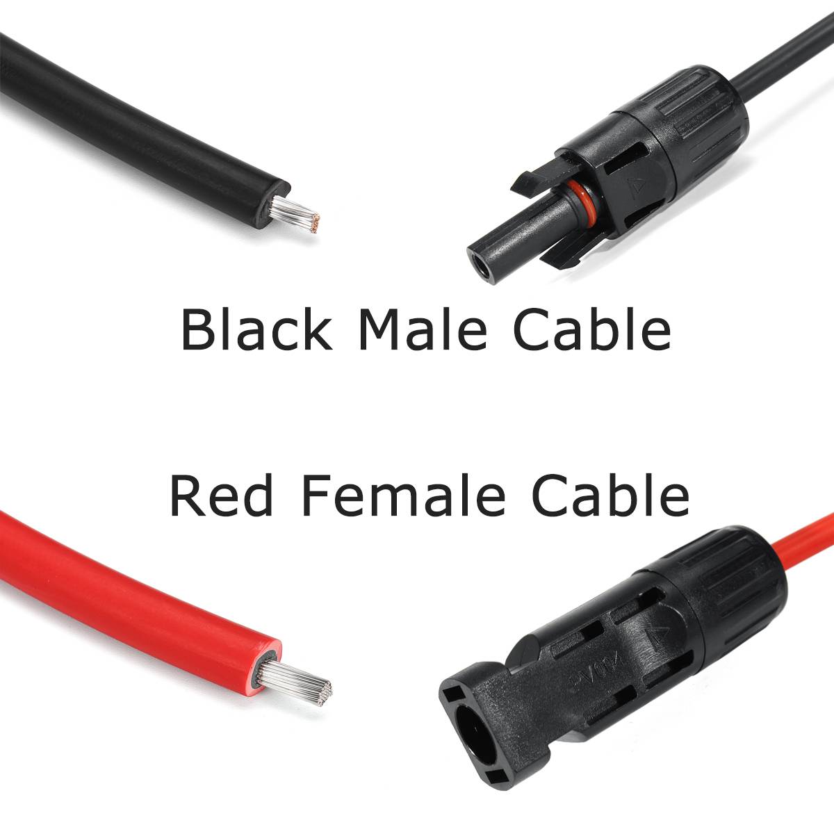 2.5 millimetri 14 AWG 1 Metro pannello solare cavo prolunga in rame filo nero e rosso con connettore - immagine 3