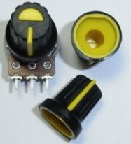 5 pezzi MANOPOLA IN PLASTICA NERA CON PUNTATORE GIALLO