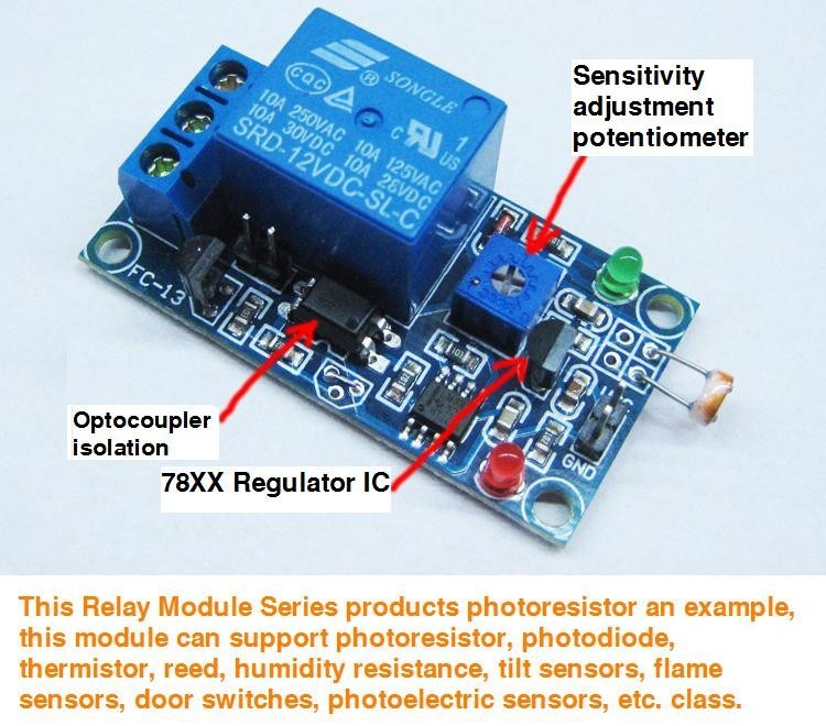 12V Modulo Relè con Fotoresistenza Sensore di Rilevamento della Luce - immagine 3