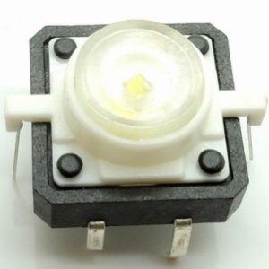 Pulsante Retro illuminato con Led Colore Bianco 12v Mis. 12x12