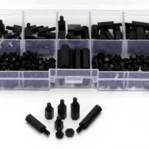 180 pz M3 Esagonale Maschio Femmina Nylon Distanziatore Distanziatore Vite Distanziatore Nero Vite di Plastica Assortimento Dado Kit