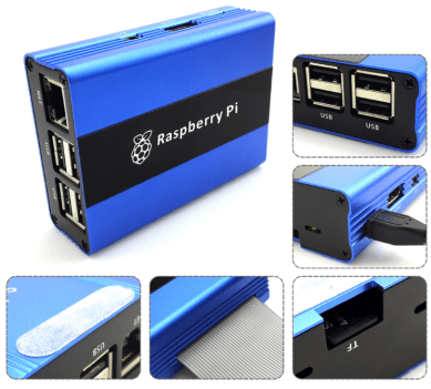 Aluminum alloy metal case FOR Raspberry PI 3 B+ Blue