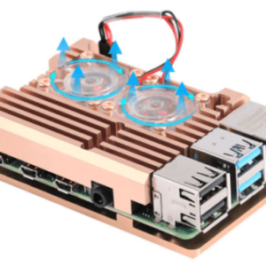 Dual Fan ,Gold , Raspberry Pi 4 Aluminum Cooling Active Heatsink with 2 fans - Bronze