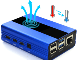 Raspberry Pi 4 aluminum alloy case with a cooling fan blue
