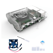 clear ABS Case for Raspberry Pi 4, with Cooling Fan, screwdriver and heatsink