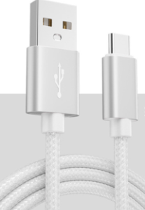 Cavo a manicotto in nylon tipo USB-C bianco 1m
