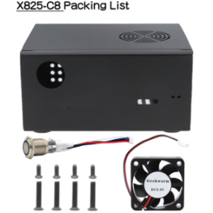 Raspberry Pi X825 SSD&amp,HDD SATA Board Matching Metal Case+Switch+Cool Fan, X825-C6 Case for X825