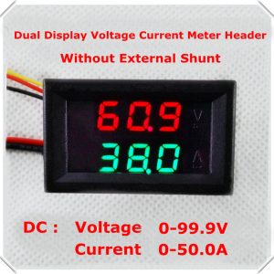 DC0-100V / 50A rosso + rosso doppio display a LED 0,28 misuratore di corrente voltaggio auto digitale amperometro voltmetro 5 fi
