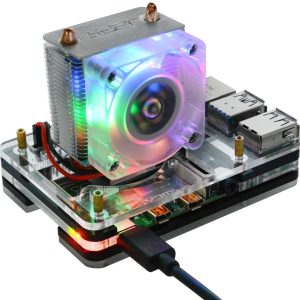 Custodia a 5 strati in acrilico con Ventola CPU Ice Tower RGb 7 colori, per Raspberry Pi 4