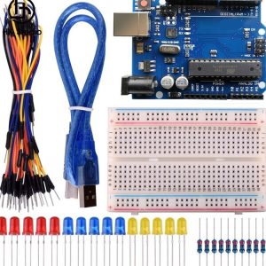 H007 UNO R3 + breadboard 400 point + LED Starter Learning Kit per Arduino