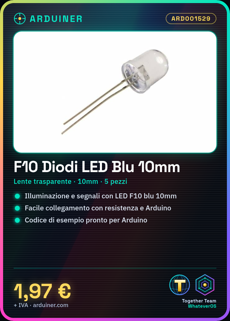5 Pieces F10 Blue LED Diodes 10mm Clear Lens - Image 5