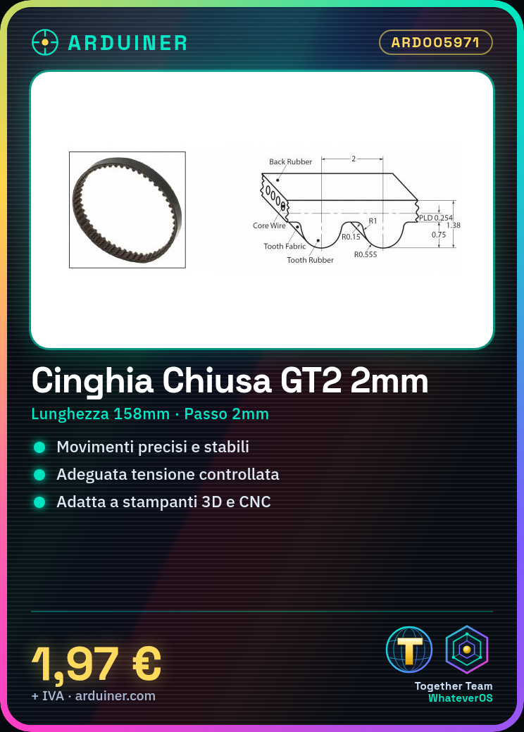Bande GT2 Fermeture 2mm de Pas Largeur 6mm Longueur 158mm – Image 5