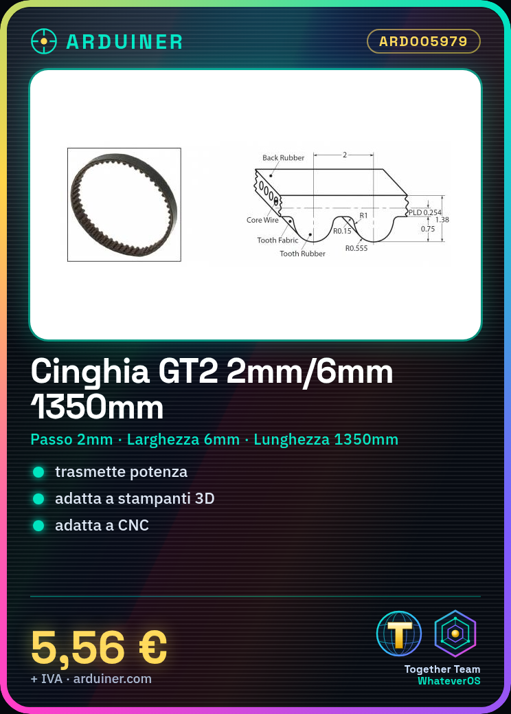 Closed GT2 Belt Step 2mm Width 6mm Length 1350mm - Image 5