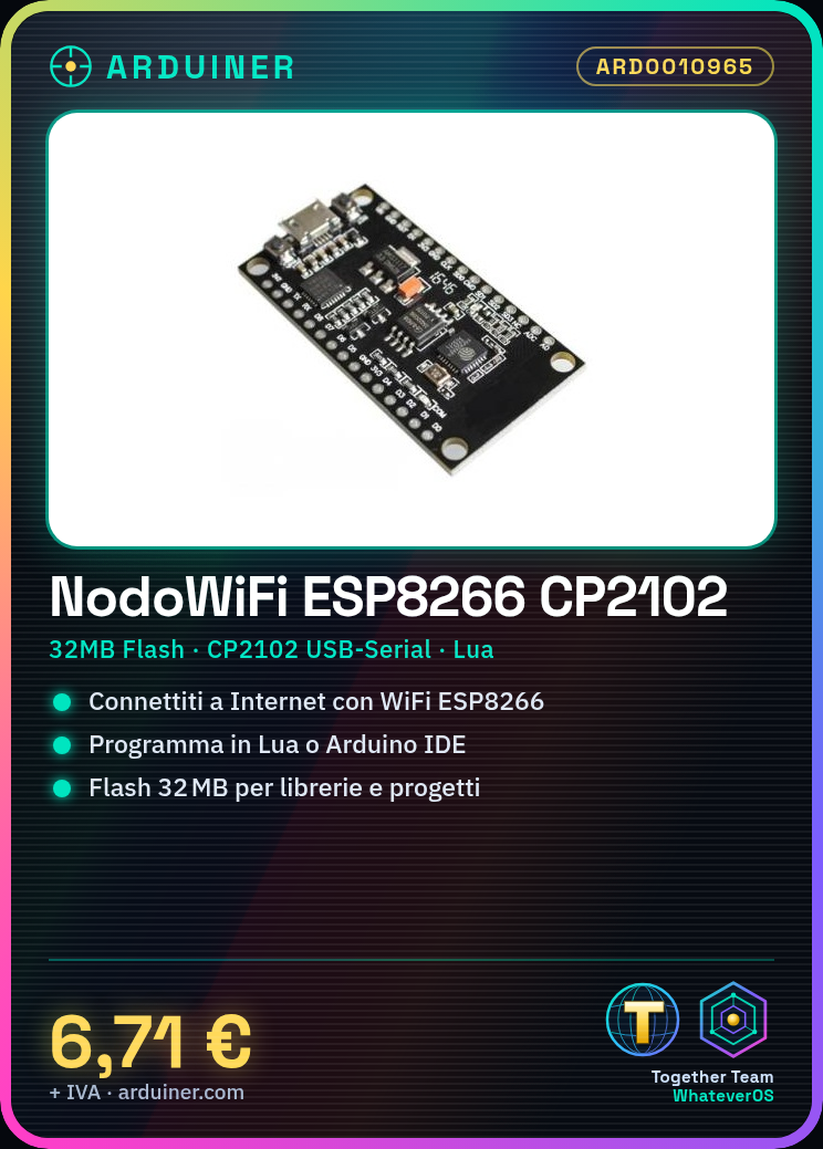 Modulo Wifi NODEMCU ESP8266 con CP2102 (Convertitore Usb a Seriale) - immagine 5