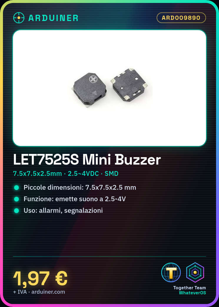 LET7525S 7,5 * 7,5 * 2,5mm Mini Buzzer SMD 2,5 ~ 4VDC – Image 6