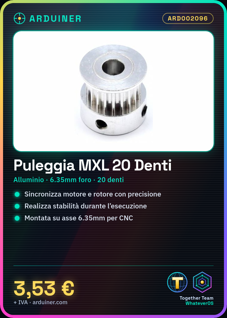 MXL Synchronous Pulley 20 Teeth in Aluminium - 6.35mm Hole for 3D Printers and CNC Machines - Image 6
