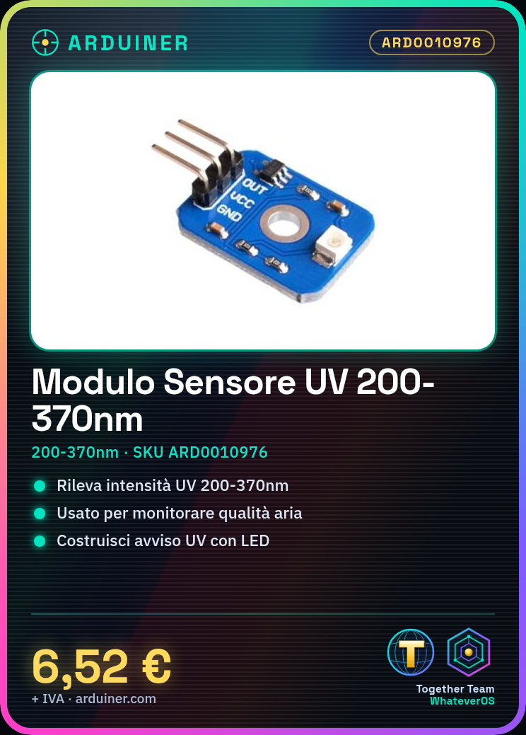 Modulo Sensore UV Rilevazione Raggi Ultravioletti Lunghezza D'Onda Uv 200-370Nm - immagine 3