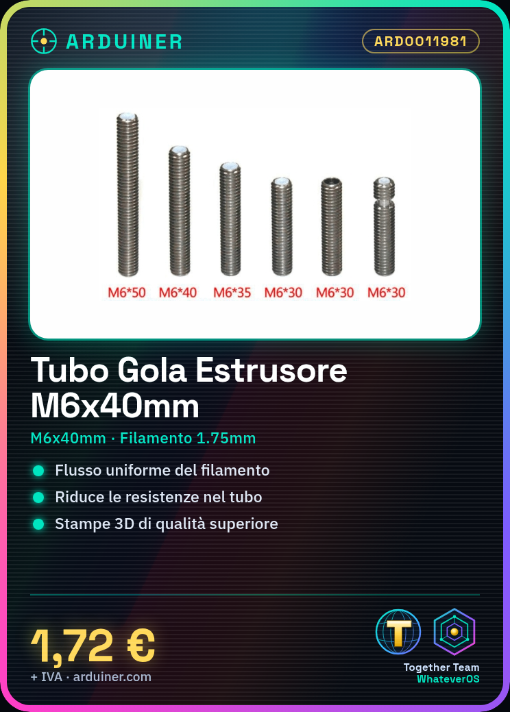 Tuyau Colonne d'Écoulement M6x40mm pour Filament 1.75mm - Imprimante 3D – Image 2