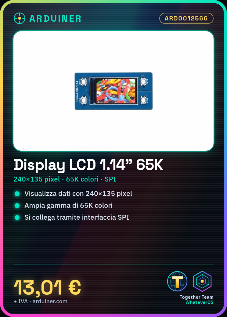 LCD Display 1.14" 65K Colors 240x135 for Raspberry Pi Pico - SPI Interface - Image 2