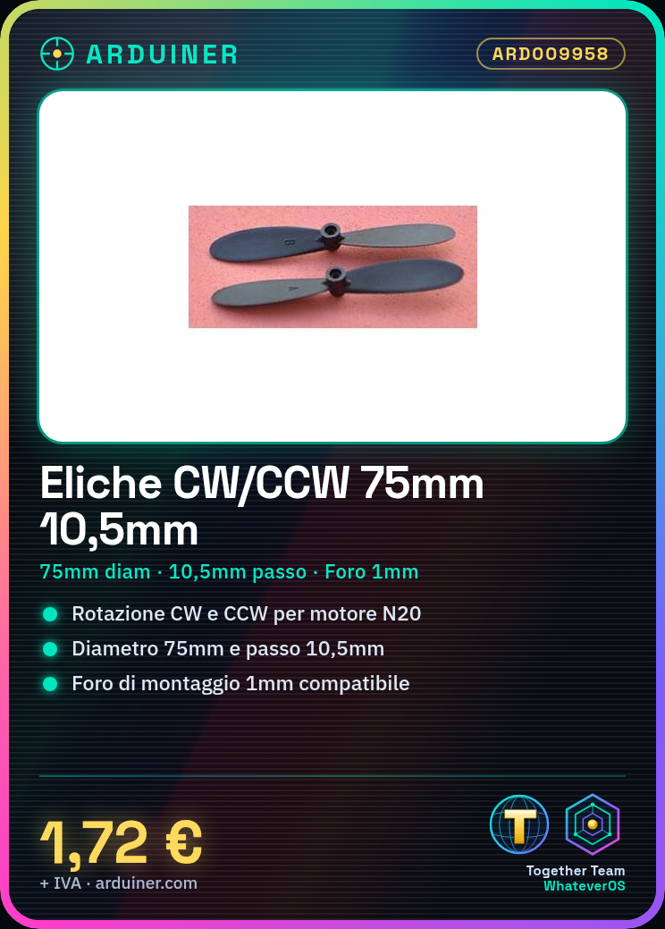 Paire d'hélices CW et CCW 75 mm x 10,5 mm pour moteurs N20 Diamètre de filetage 1mm – Image 3