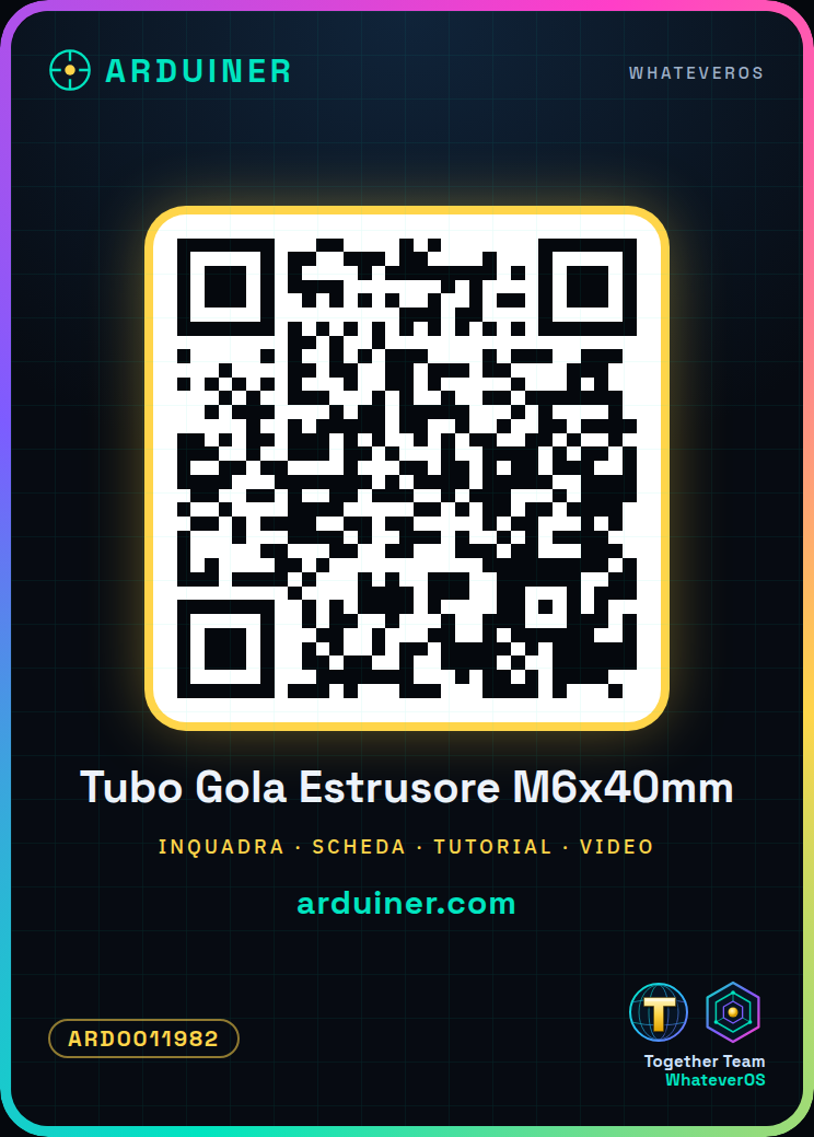 Tubo Gola Estrusore M6x40mm per Filamento 1.75mm - Stampante 3D (Versione 2) - immagine 3