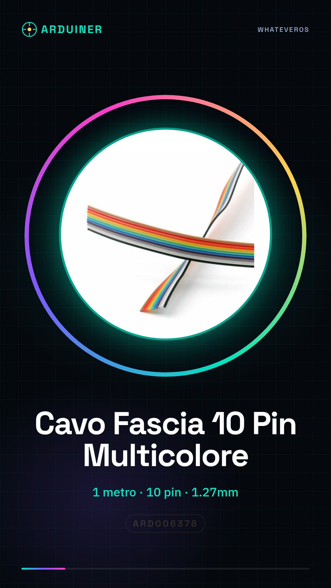 1 Meter 10-Pin Regenbogenfarbiger Bandkabel Abstand 1,27 mm