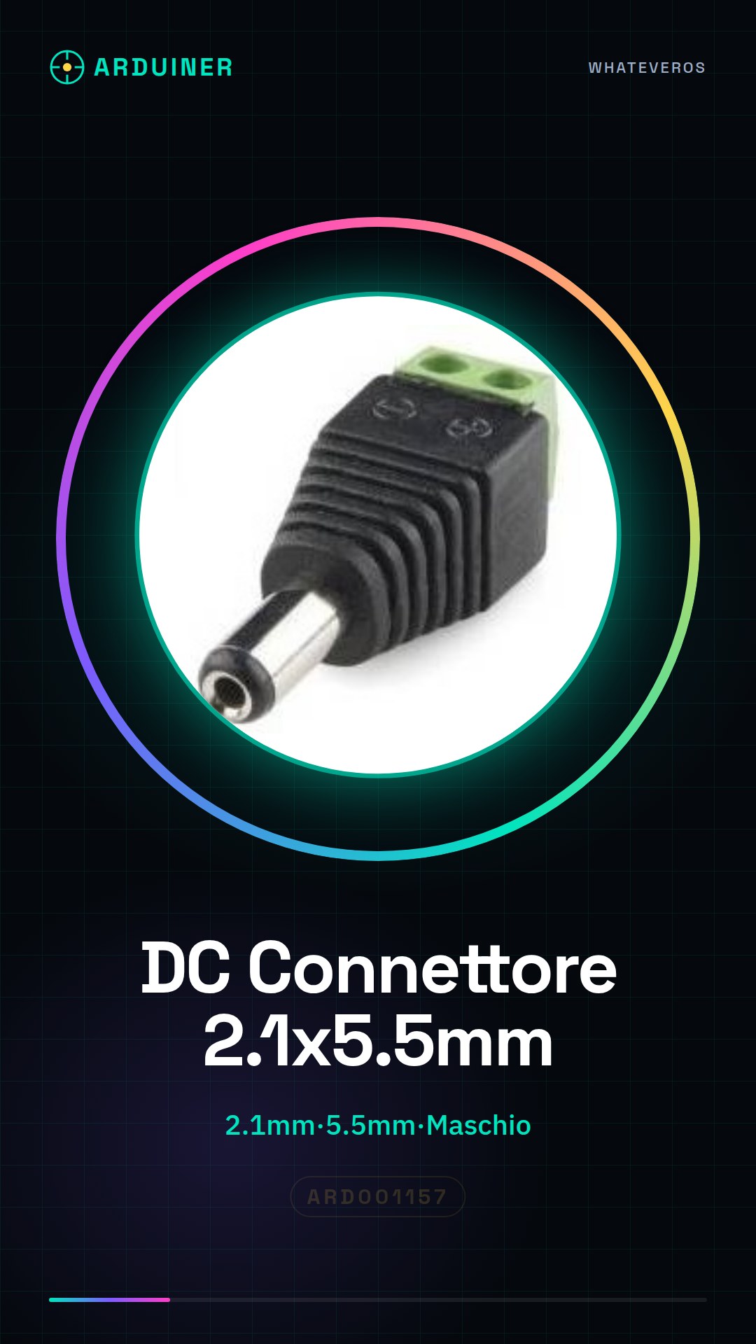 Connecteur d'alimentation DC mâle avec écrous filetés 2.1 * 5.5mm