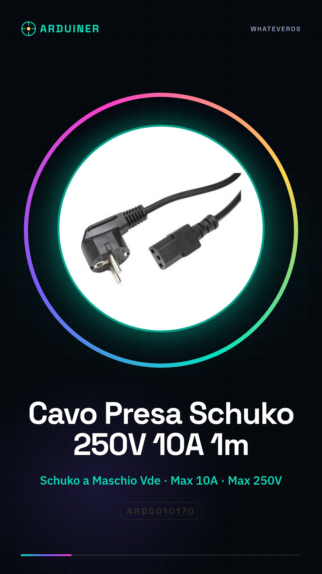 Câble d'alimentation Prise SCHUKO 250V 10A 1 mètre
