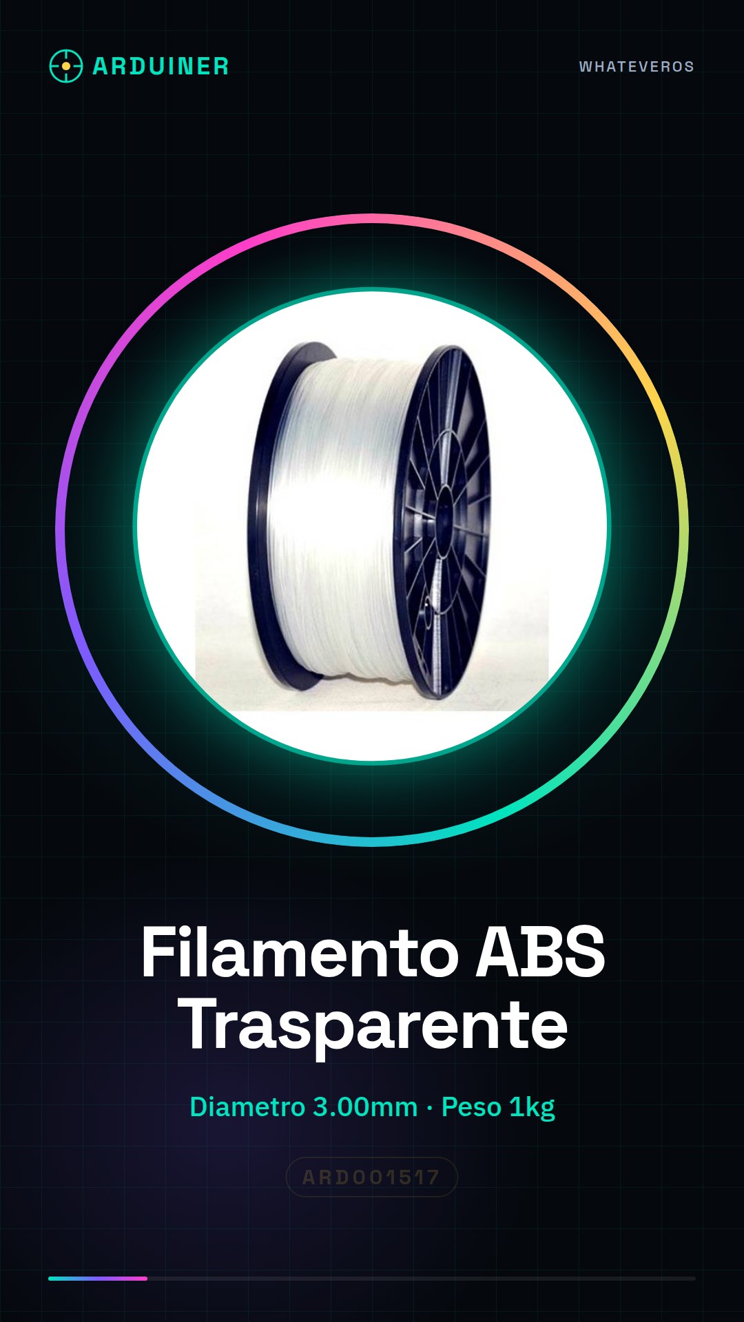 3.00mm 1kg Transparent ABS Filament - High Quality for 3D Printers (MakerBot, Ultimaker, Prusa, RepRap)