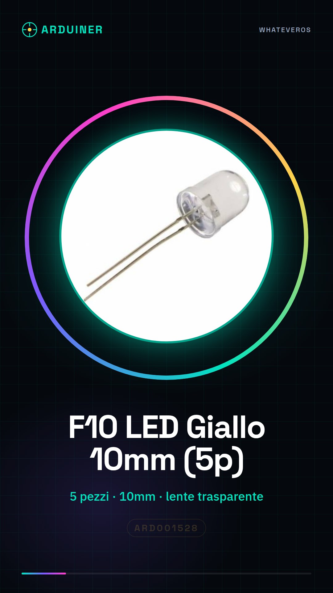 5 Pièces Diodes LED Jaune F10 Lentille Transparente 10mm