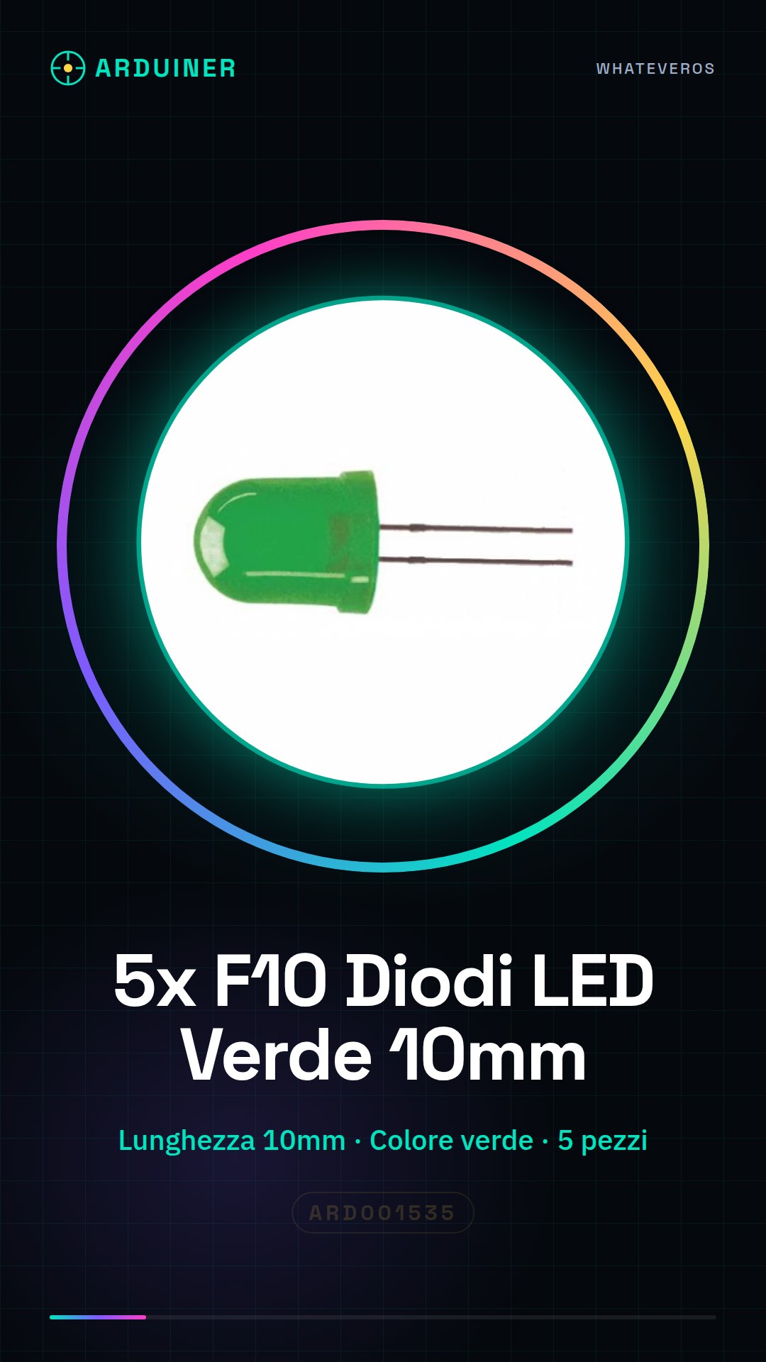 5 Pièces Diodes LED Vertes F10 10mm