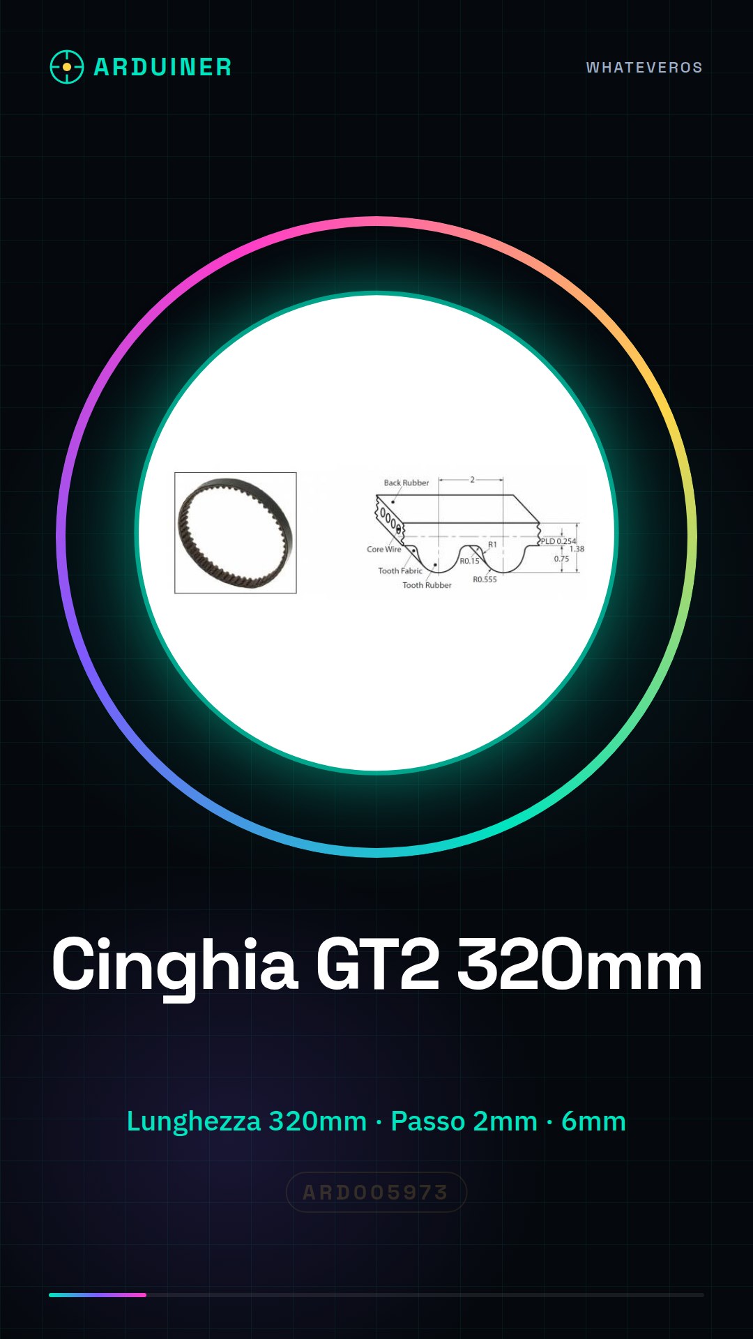 Closed GT2 Belt Step 2mm Width 6mm Length 320mm