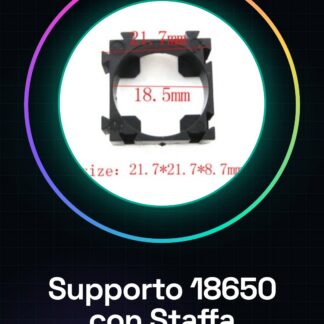 Supporto e Guscio Radiante per Batteria 18650 – Versione Singola con Staffa