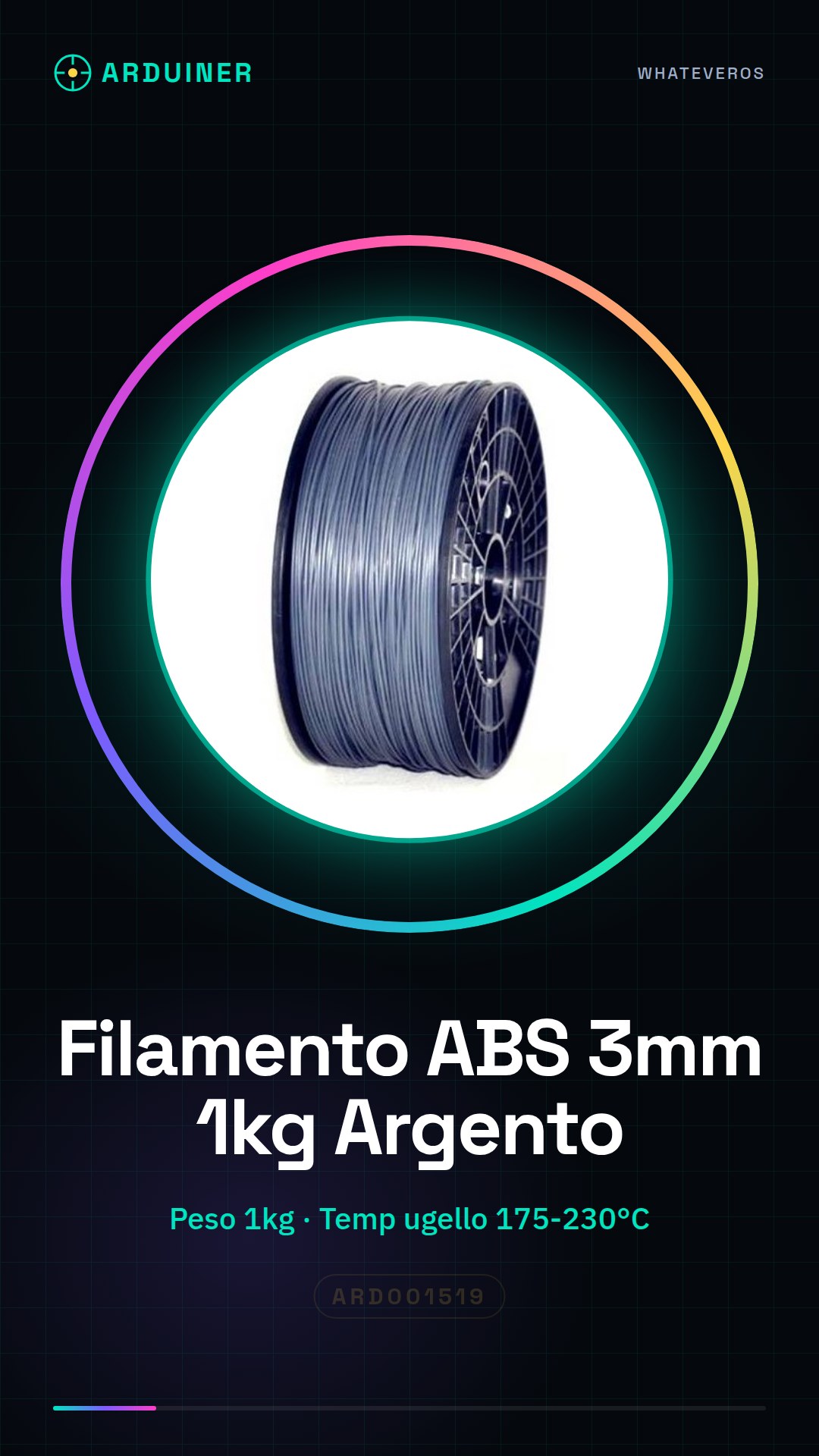 Filament de consommation ABS 3,00mm 1KG argent HAUTE QUALITE GARANTIE SUR MAKERBOT, MULTIMAKER, ULTIMAKER, REPRAP