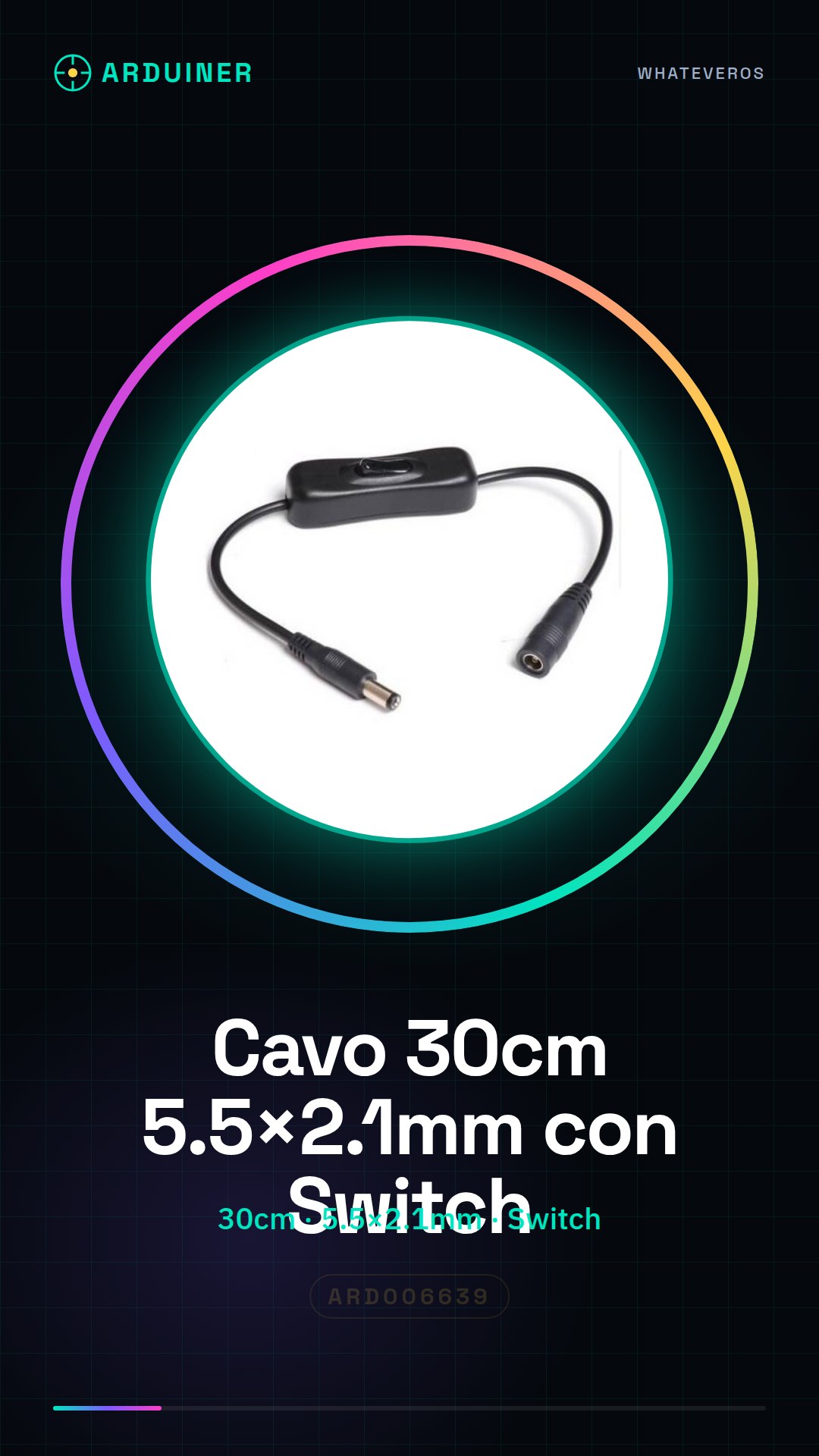 30CM Power Cable with Switch, 5.5x2.1mm