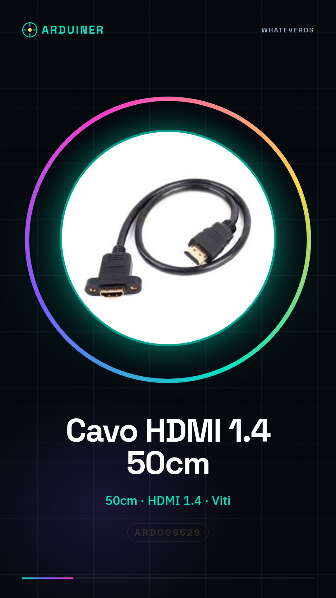 50cm HDMI 1.4 Male to Female Cable with Panel Mount and Screws