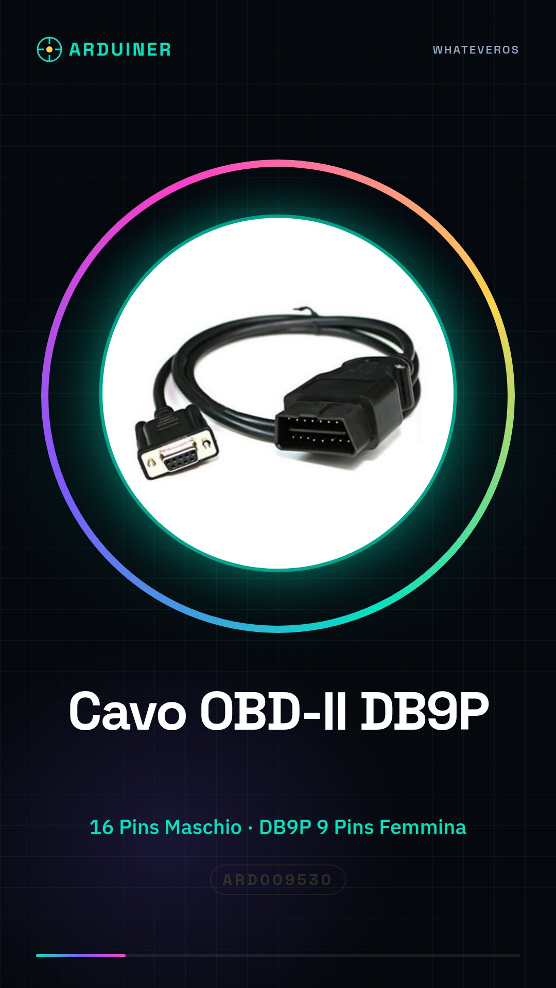 OBD-II to DB9 Adapter Cable Male 16P to Female 9P Serial