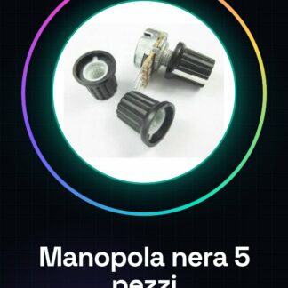 5 pezzi MANOPOLA IN PLASTICA NERA CON PUNTATORE BIANCO