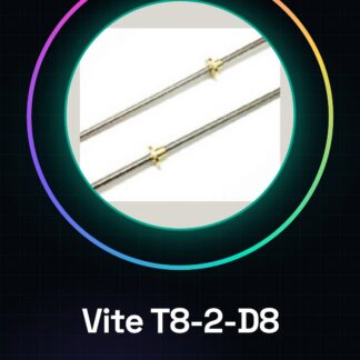 Vite T8-2-D8, diametro vite 8 mm, passo 2 mm lunghezza vite 400 mm
